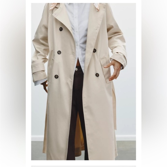 Zara Beige Trench Coat with scarf - Picture 7 of 13